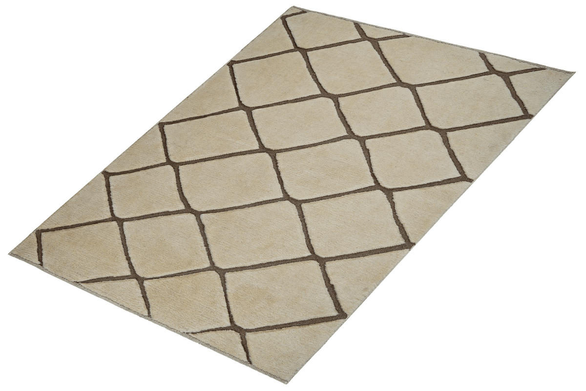 GABBEH-TEPPICH handgeknüpft Beige 190/148 cm Schurwolle - Beige, Textil (148/190cm) - Looma