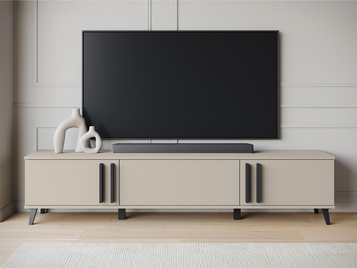 TV-LOWBOARD Helsinki 183 - Beige/Schwarz, Holzwerkstoff/Kunststoff (180/70/33cm) - MIRJAN24