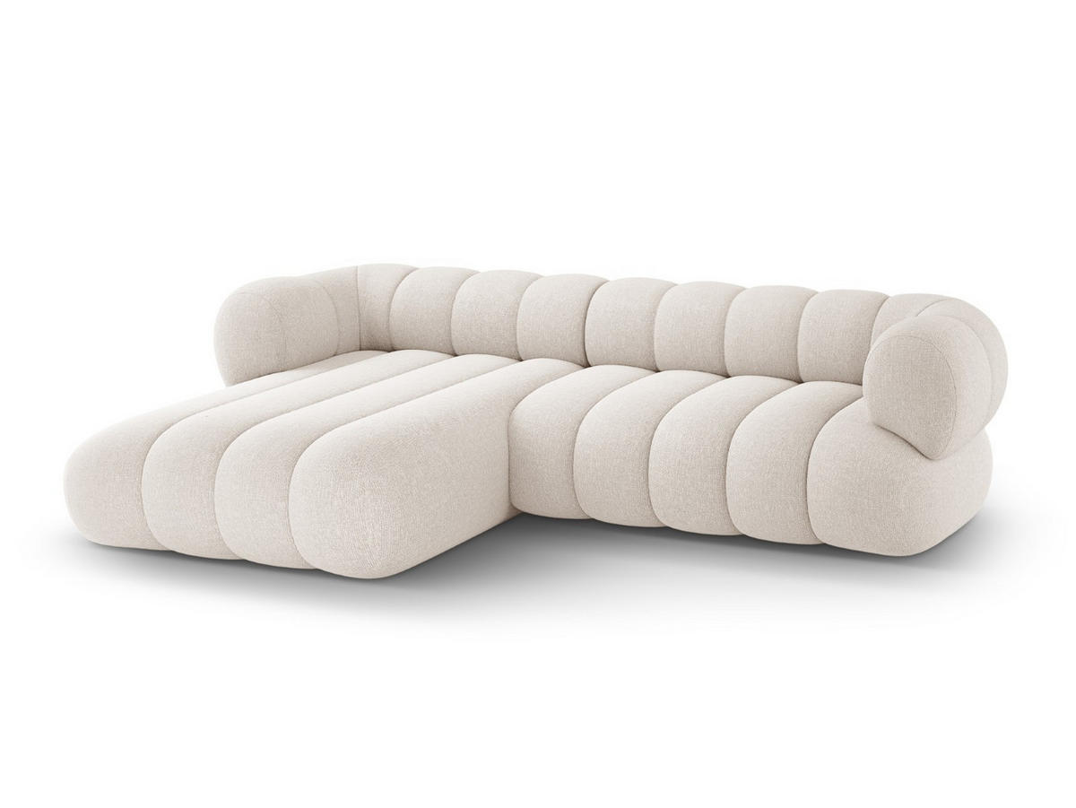 ECKSOFA Koge aus Chenille-Stoff leichtes beige 5 Sitzplätze - Creme, Textil (165/270cm) - Cosmopolitan Design