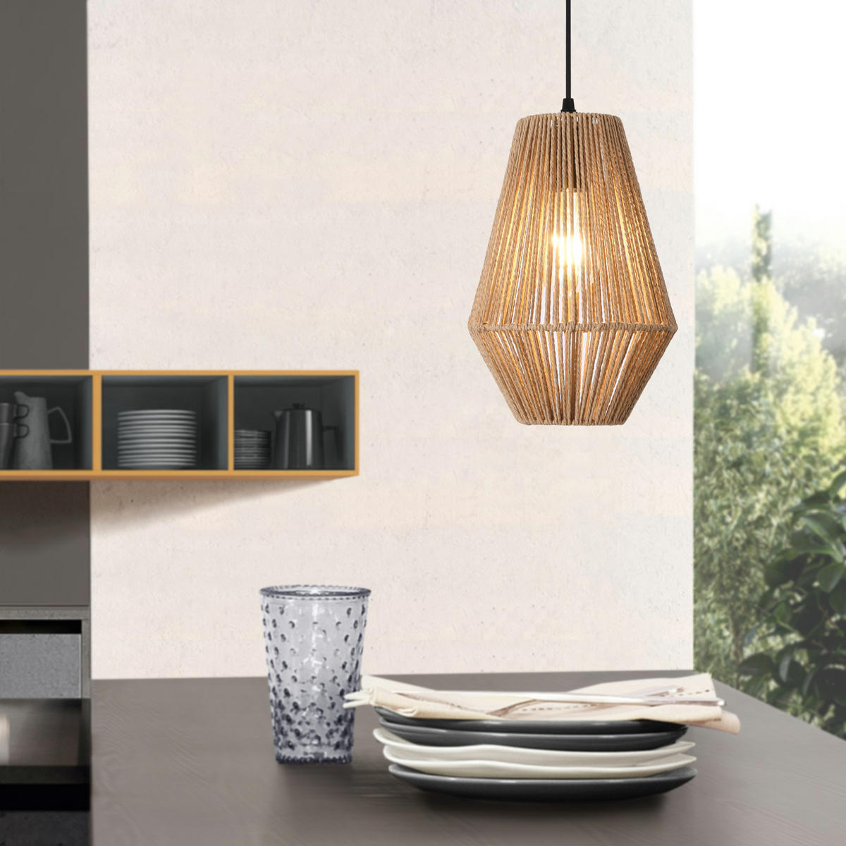 HÄNGELEUCHTE Newtownabbey - Beige, Kunststoff (20/20/160cm) - lux.pro