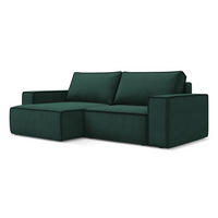 ECKSOFA mit Schlaffunktion Strukturstoff Stoff Grün - Dunkelgrün/Schwarz, Kunststoff/Textil (148/257cm) - LaMiaSofa