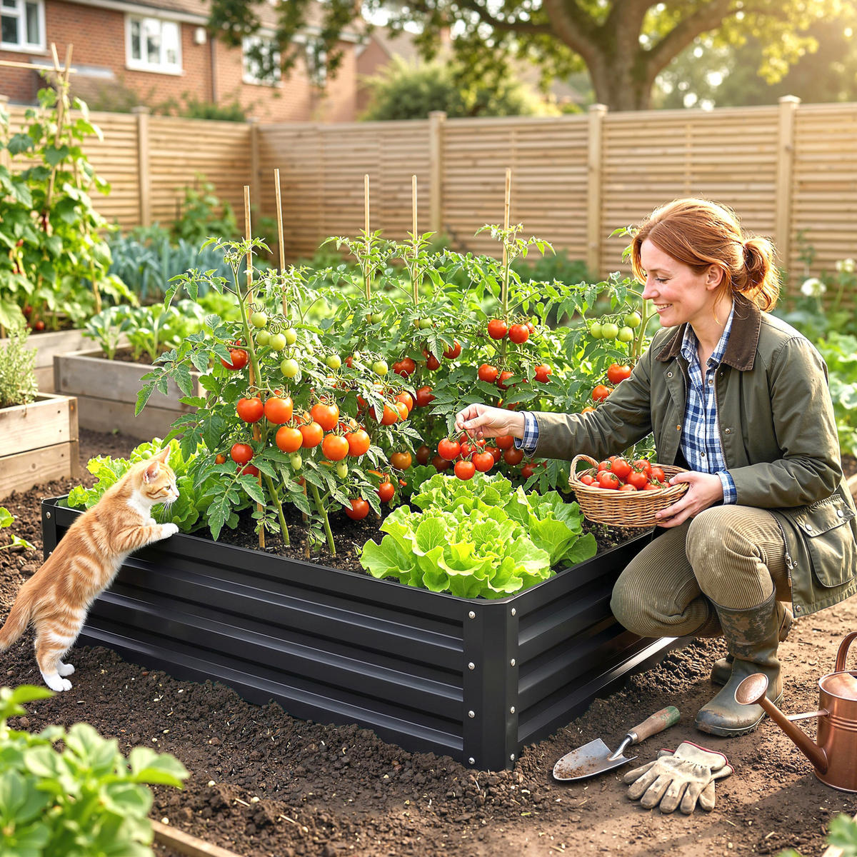 HOCHBEET, Blumenkasten, Gemüsebeet, für Garten, Terrasse, Balkon, Stahl, Grau - Grau, Metall (120/30/120cm) - Outsunny