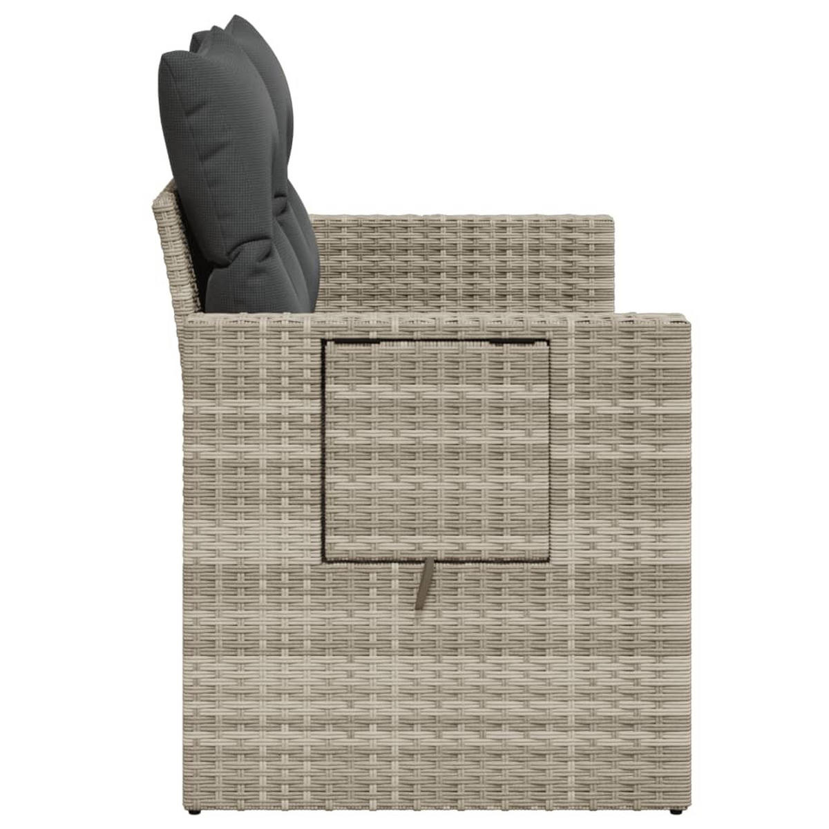 GARTENSOFA Mit Kissen 2-Sitzer Hellgrau Poly Rattan - Hellgrau, Kunststoff (124/69/62cm) - vidaXL