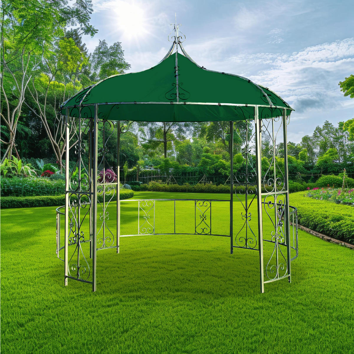 ERSATZDACH für die Pavillons Burma und Sumatra, Pavillondach rund, Durchmesser 300 cm, Frabe: grün - Grün, Kunststoff (300/0.3/300cm) - TPFGarden