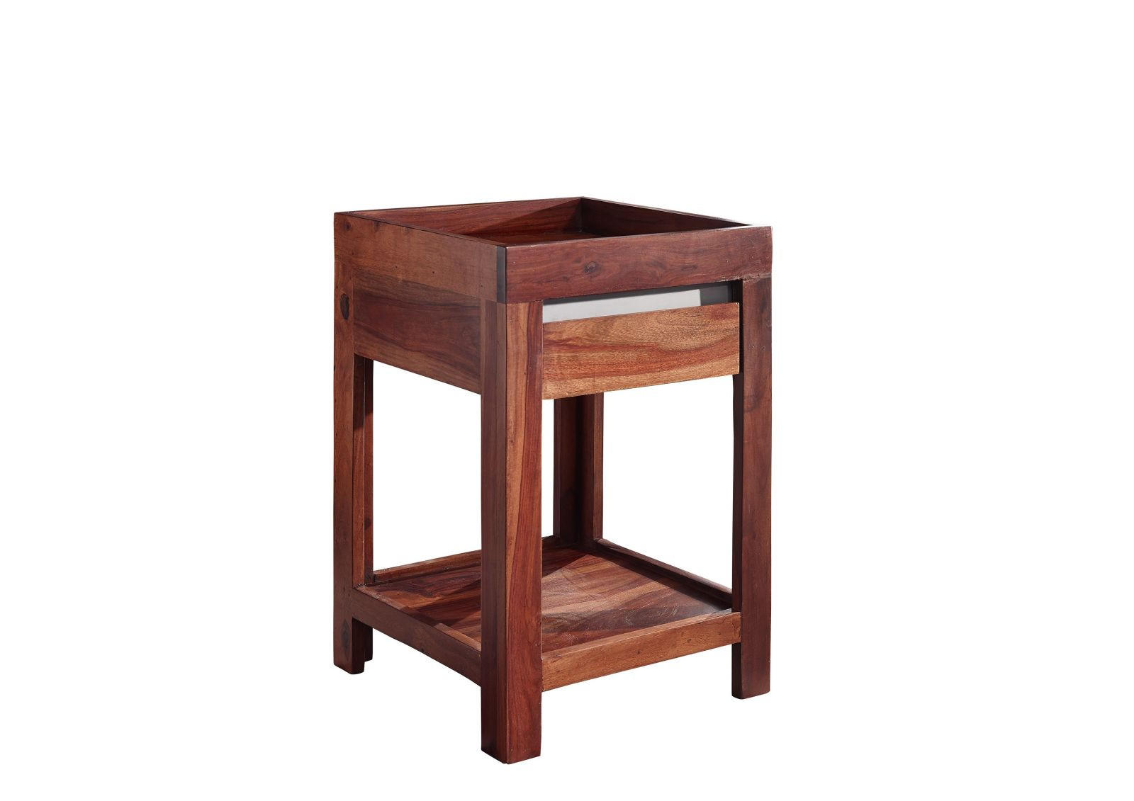 BEISTELLTISCH Sheesham 40x40x60 noble unique lackiert SYDNEY #136 - Braun, Holz (40/40/60cm) - Massivmoebel24