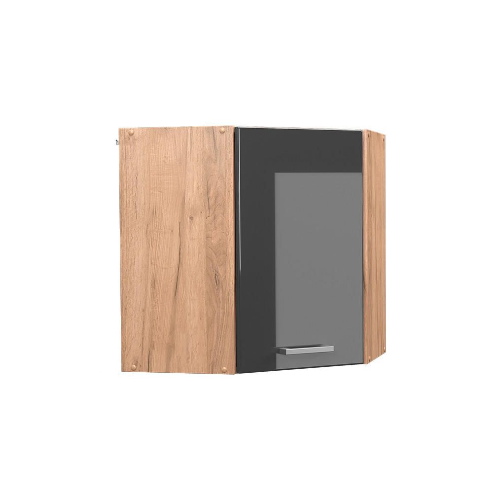 ECKHÄNGESCHRANK R-Line Anthrazit Hochglanz 57 cm - Honigeiche/Schwarz Hochglanz, Holzwerkstoff (57/60/34.1cm) - Vicco