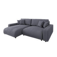 ECKSOFA Emma Grau Cord - Ottomane links - Grau, Textil (234/170cm) - S-Style Möbel