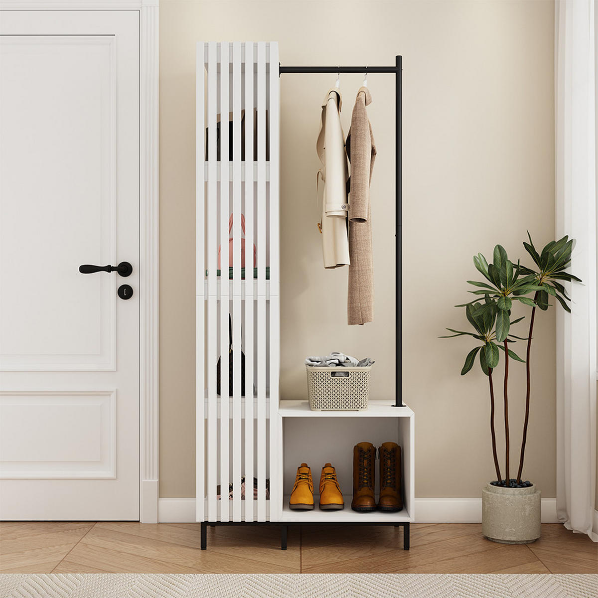 GARDEROBE Zinto Weiß 80 x 187 cm mit 5 Ablagefächern - Weiß, Holzwerkstoff (80/187/45cm) - Vicco