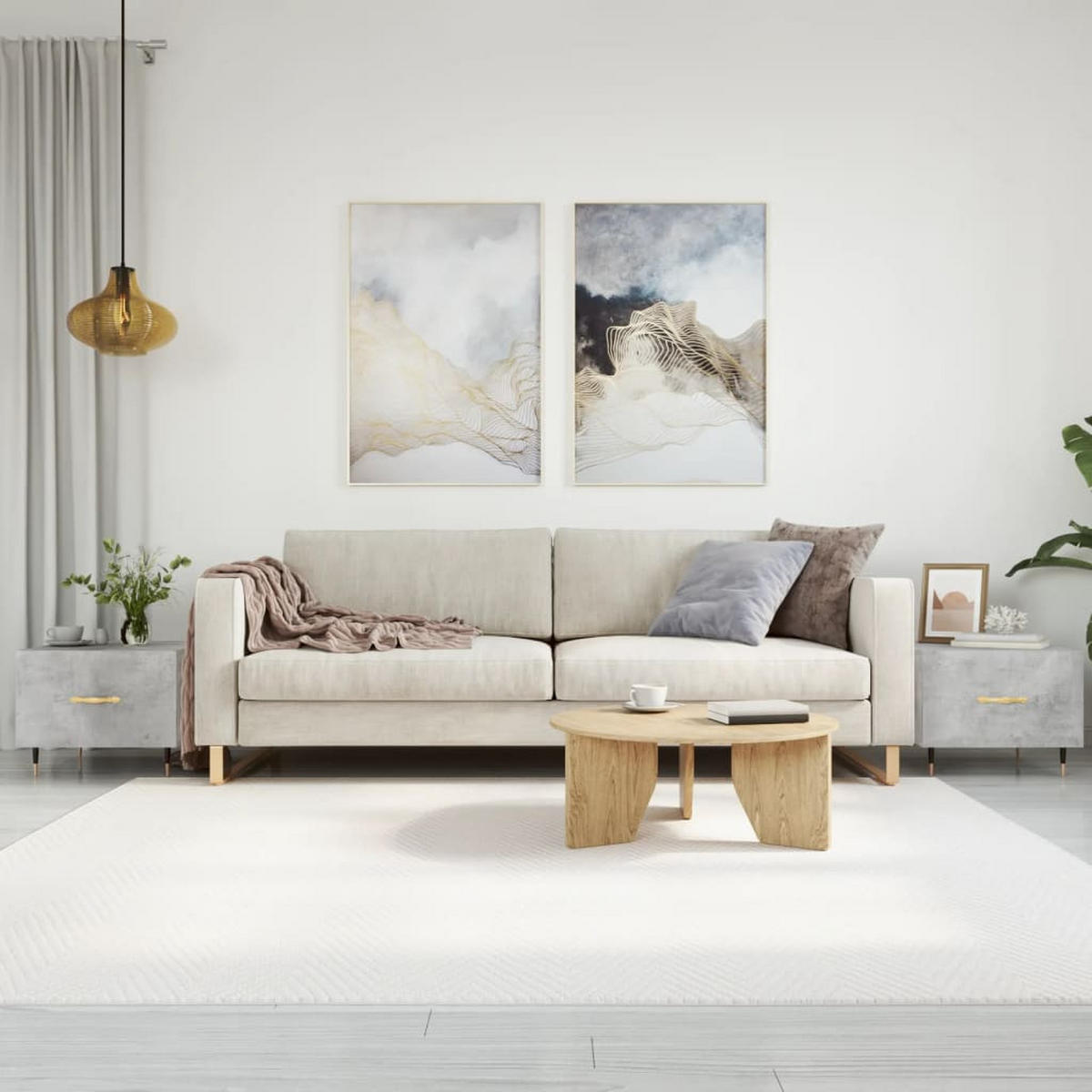 COUCHTISCHE 2 Stk. Betongrau 50x50x40 cm Holzwerkstoff - Grau, Holzwerkstoff (50/50/40cm) - furnicato