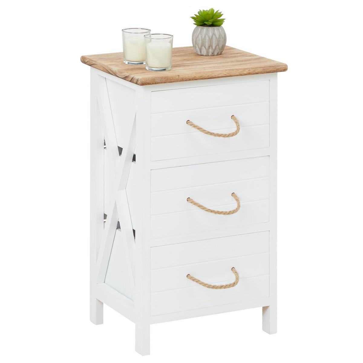 NACHTTISCH PERUGIA - Weiß, Holz (32/55/26cm) - CARO-Möbel