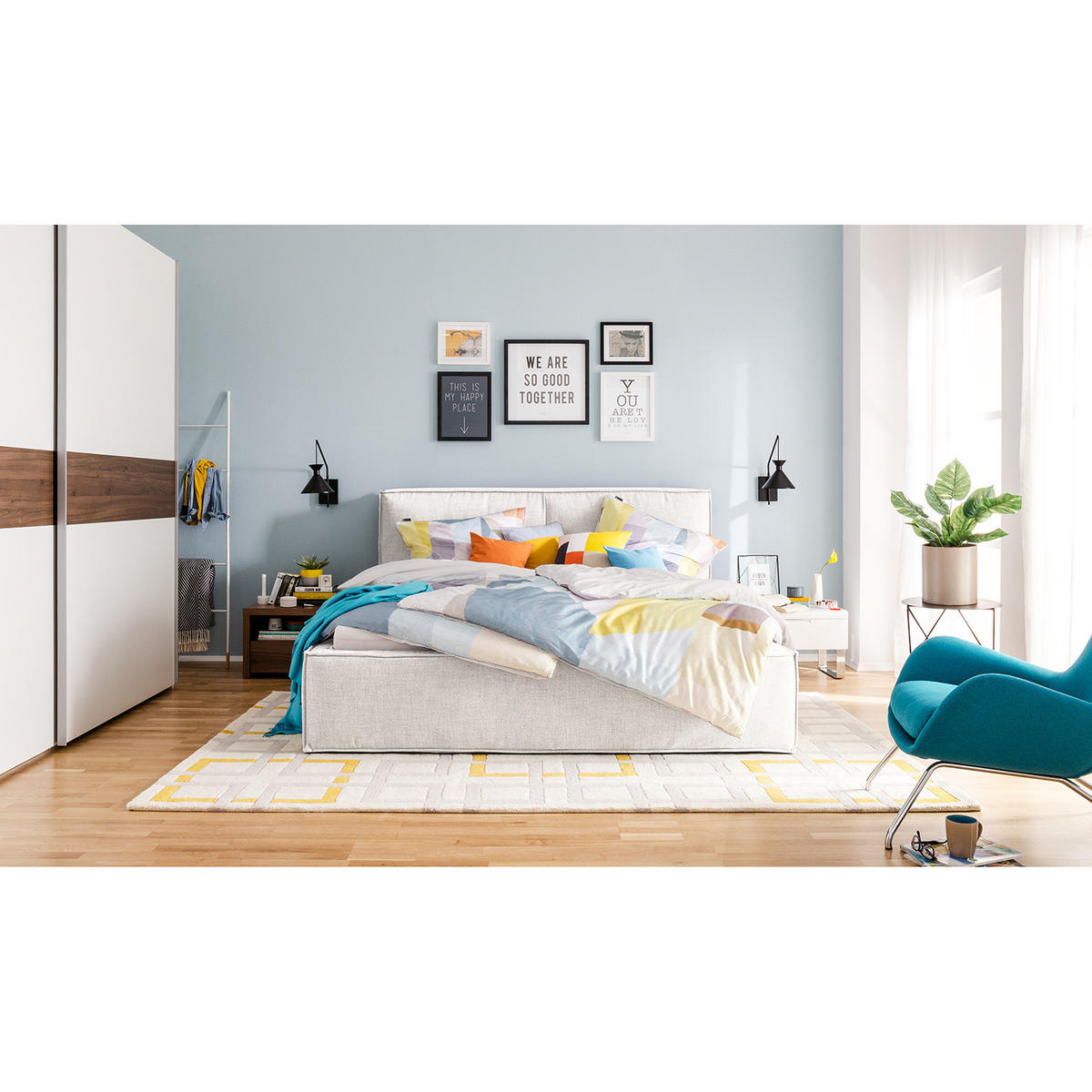 POLSTERBETT - Weiß, Textil (160/200cm) - home24