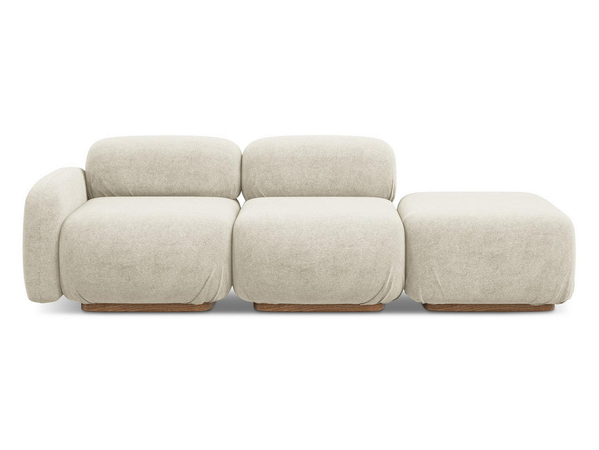 3-SITZER SOFA Rechts Bouclé Stoff Beige - Beige/Creme, Holz/Textil (258/73/95cm) - Makamii