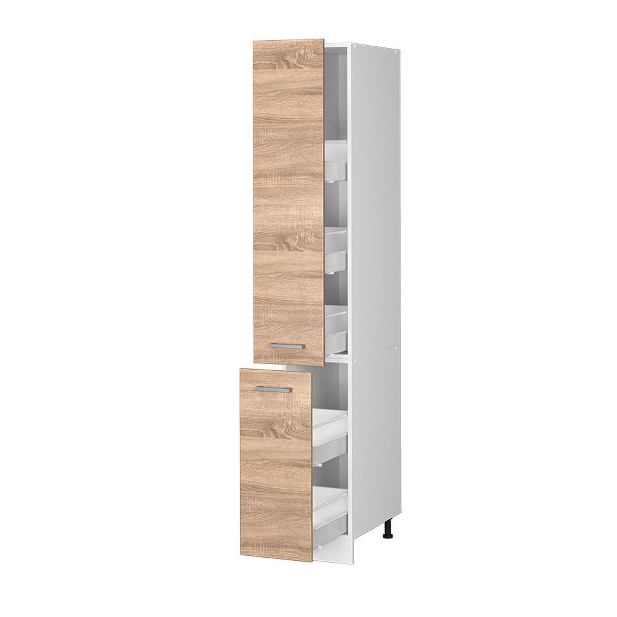 APOTHEKERSCHRANK R-Line Sonoma 30 cm - Weiß/Sonoma Eiche, Holzwerkstoff (30/206.8/57.2cm) - Vicco