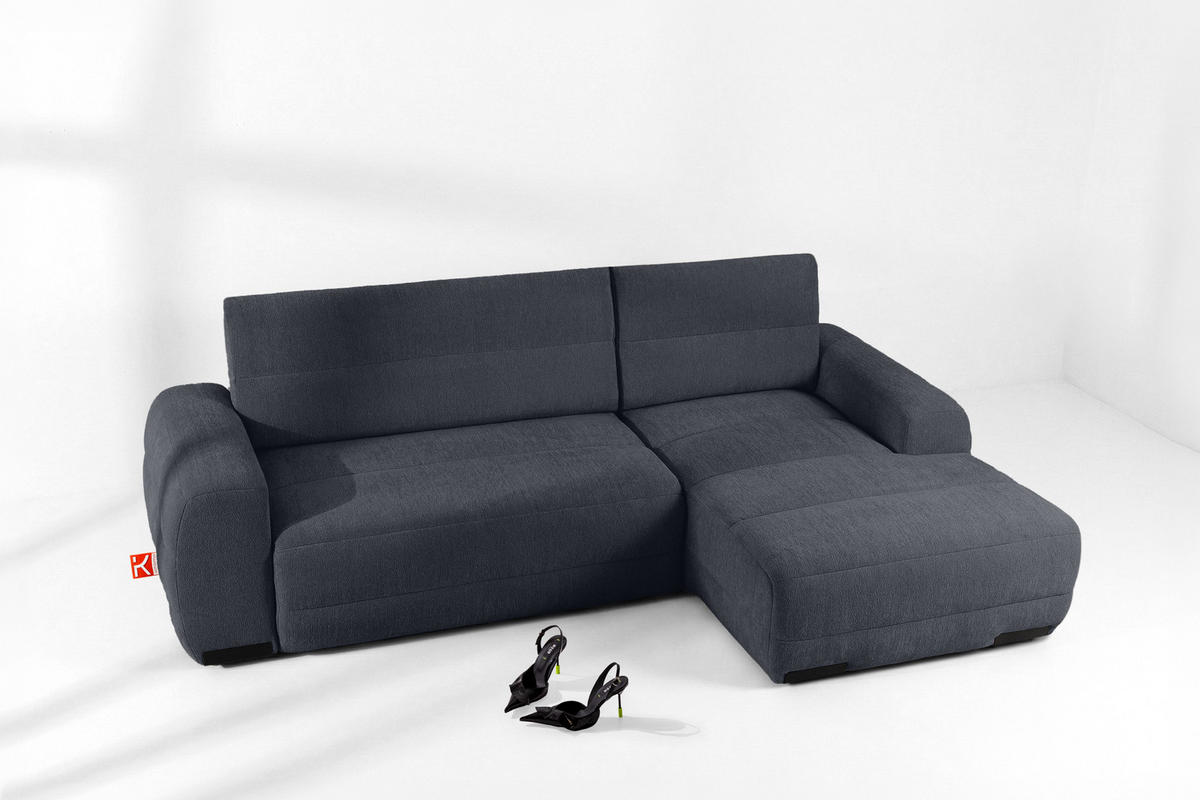 ECKSOFA RECHTS BLUME, Graphit - Graphitfarben, Holz/Holzwerkstoff (271/164cm) - KONSIMO®