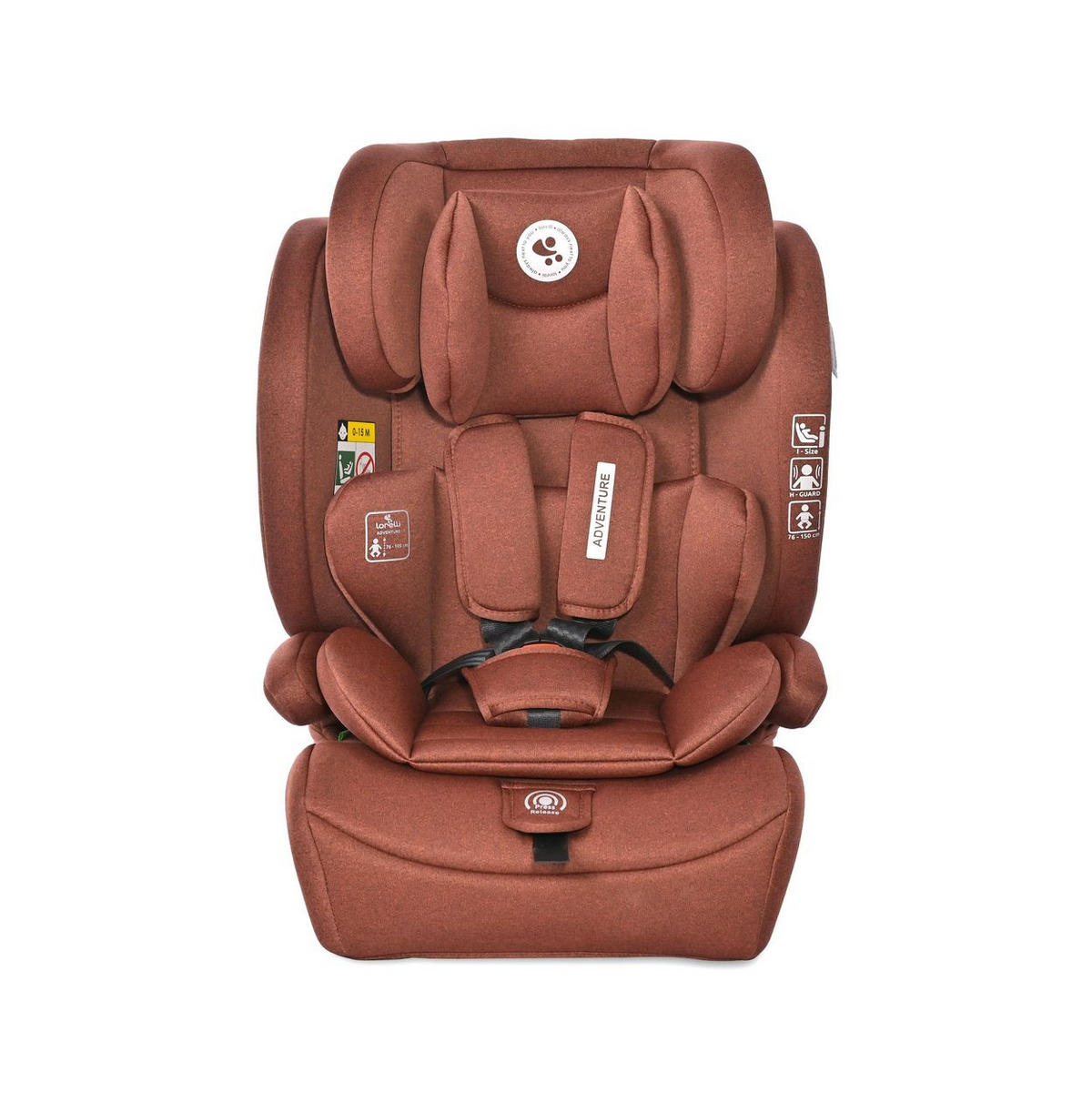KINDERSITZ i-Size Adventure braun (76-150 cm) Kopfstütze verstellbar bis 36 kg - Braun, Kunststoff (46/78/40cm) - Lorelli