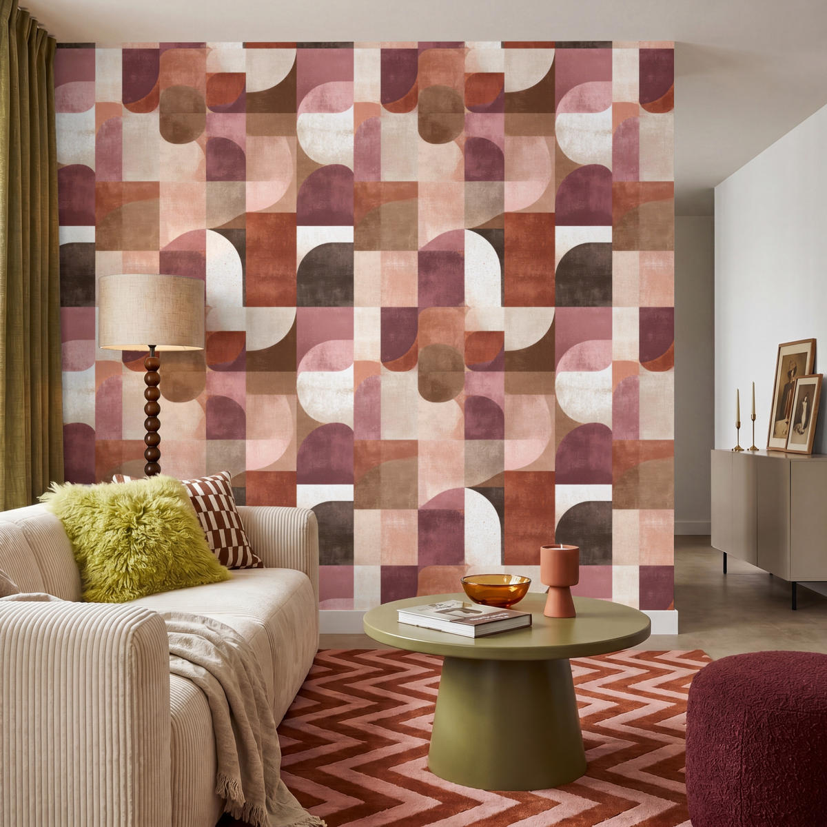 TAPETE - Geometrie - Modern - Retro - 240x260 cm - Multicolor, Papier (240/260cm) - OnlyWow