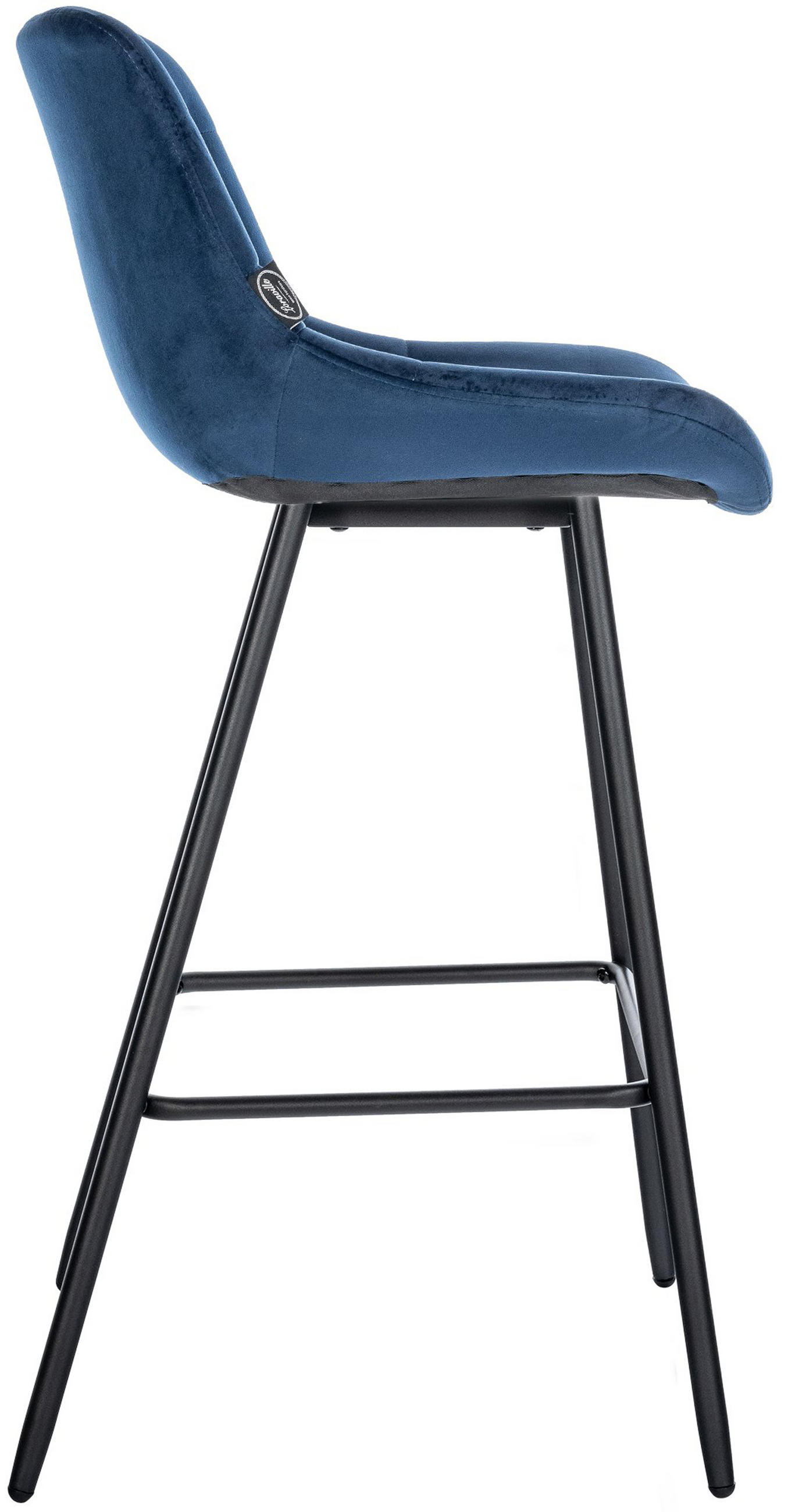 BARHOCKER Welton Samt blau - Blau/Schwarz, Textil/Metall (49/104/56cm) - TPFLiving