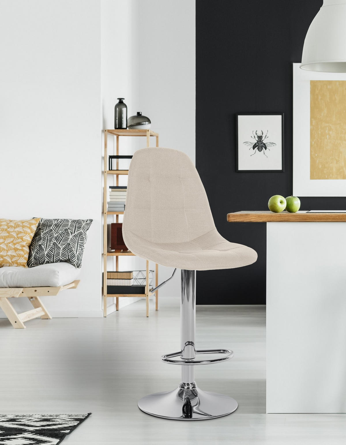 BARHOCKER Metall creme - Creme, Textil/Metall (47/99/56cm) - CLP