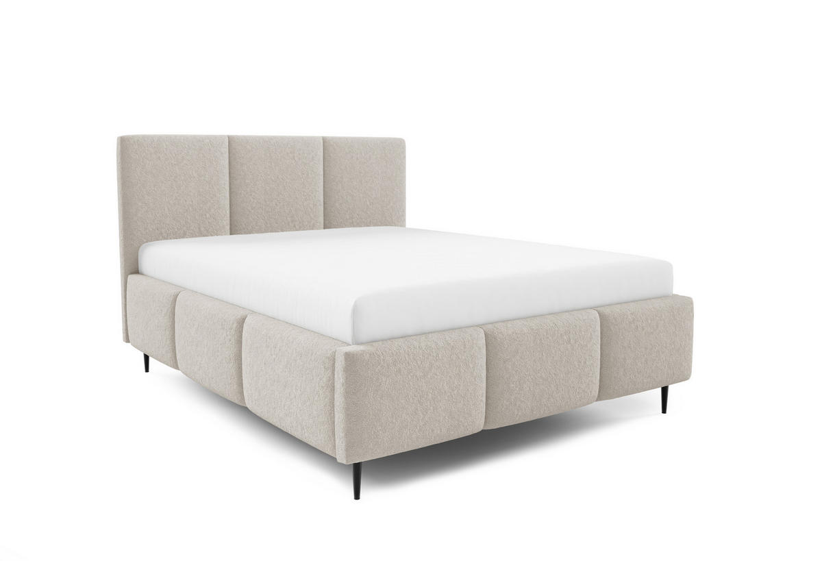 POLSTERBETT VALERIO mit Beinen mit Bettkasten, Bett 180x200,Doppelbett,Lattenrost,Boxspringbett-Optik,ohne Matratze,Schlafzimmer-Beige - Beige, Holz (180/200cm) - Furnistar