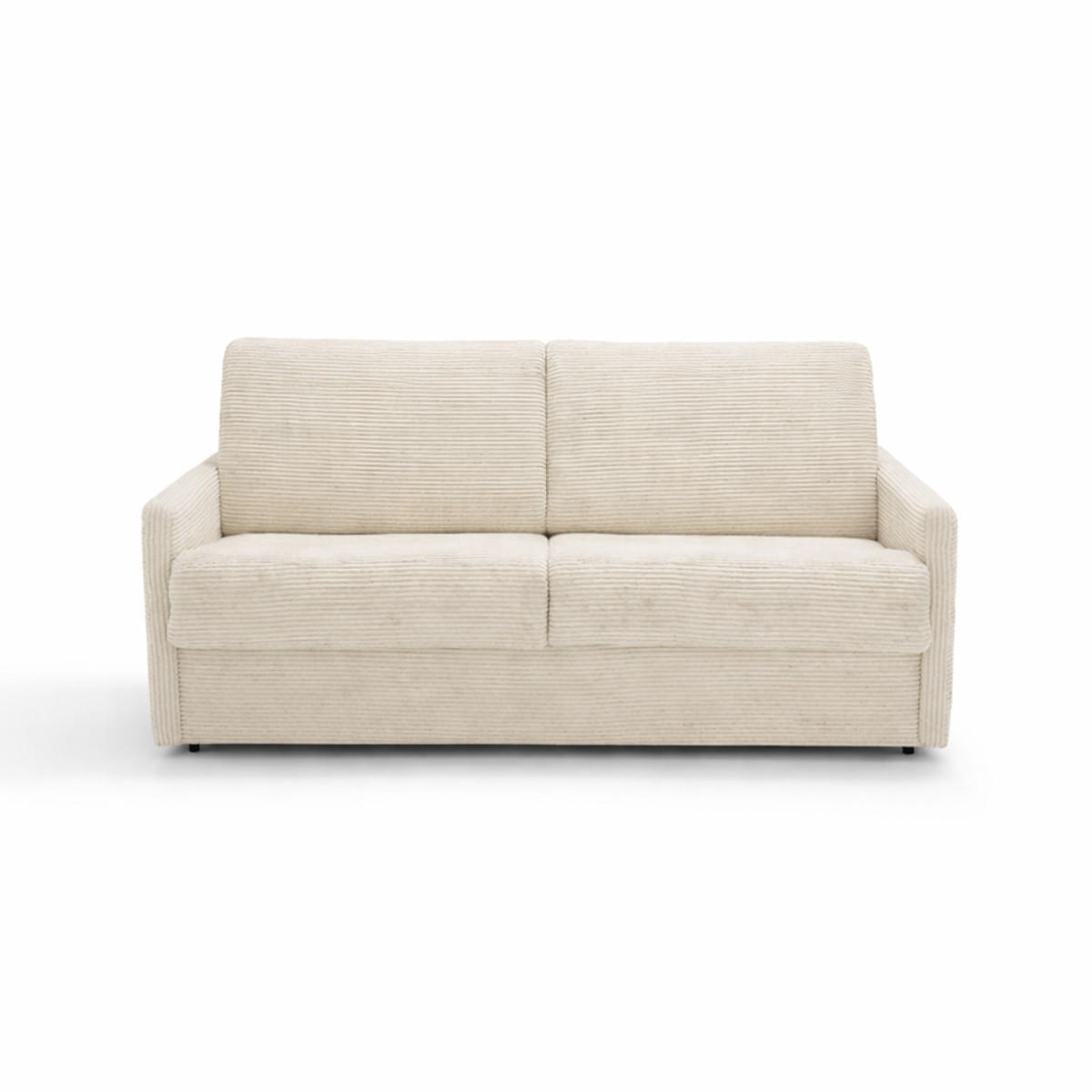 SCHLAFSOFA mit 3 Plätzen aus geripptem Samt, 175 cm lang - Ecru, Textil (100/87/175cm) - Calicosy
