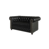 CHESTERFIELD-SOFA 2-sitzer mit Schlaffunktion Morin Schwarz vegan Leder - Schwarz/Braun, Holz/Textil (148/72/86cm) - S-Style Möbel