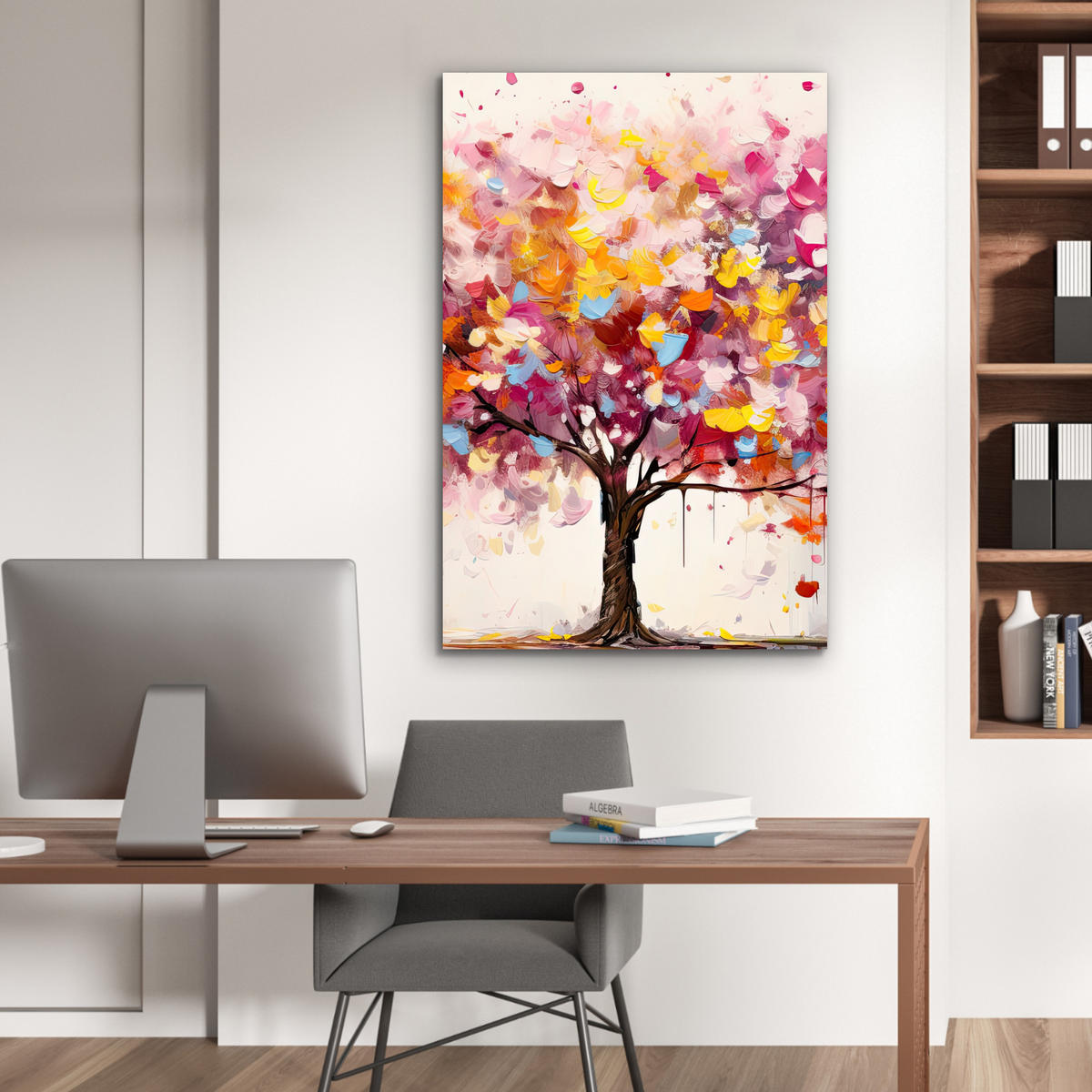 METALLBILD Aquarell - Baum - Kunst - Abstrakt 60x90 cm - Multicolor, Metall (60/90cm) - MuchoWow