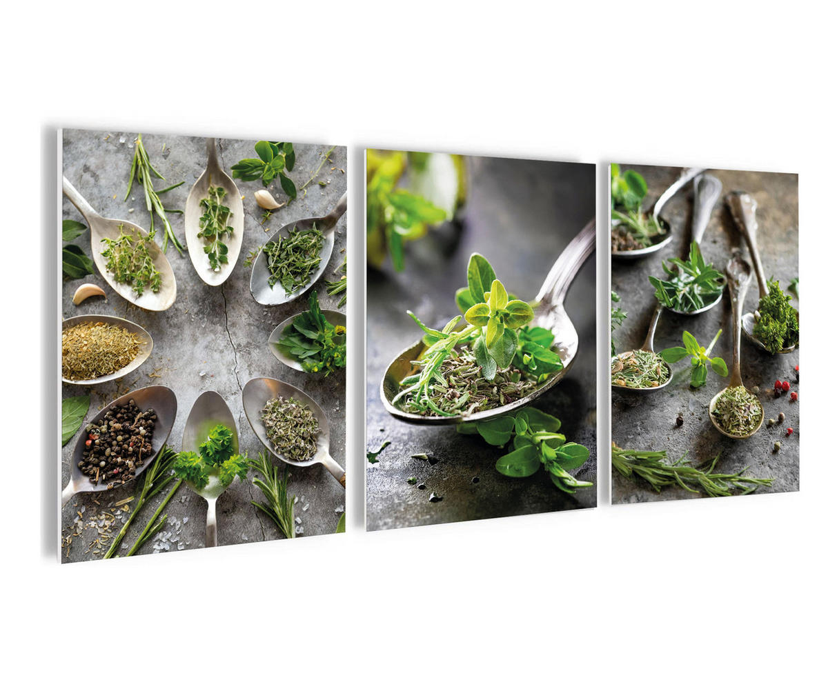 BILDERSET 3er-Set 30x40 cm Küchenmotive - Grün, Kunststoff (30/40cm) - artissimo