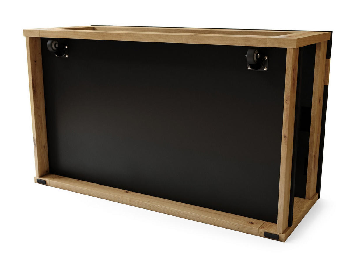 COUCHTISCH rechteckig Schwarz - Eiche Artisan aufklappbar - Schwarz/Eiche Artisan, Holzwerkstoff (66/112/45cm) - designimpex