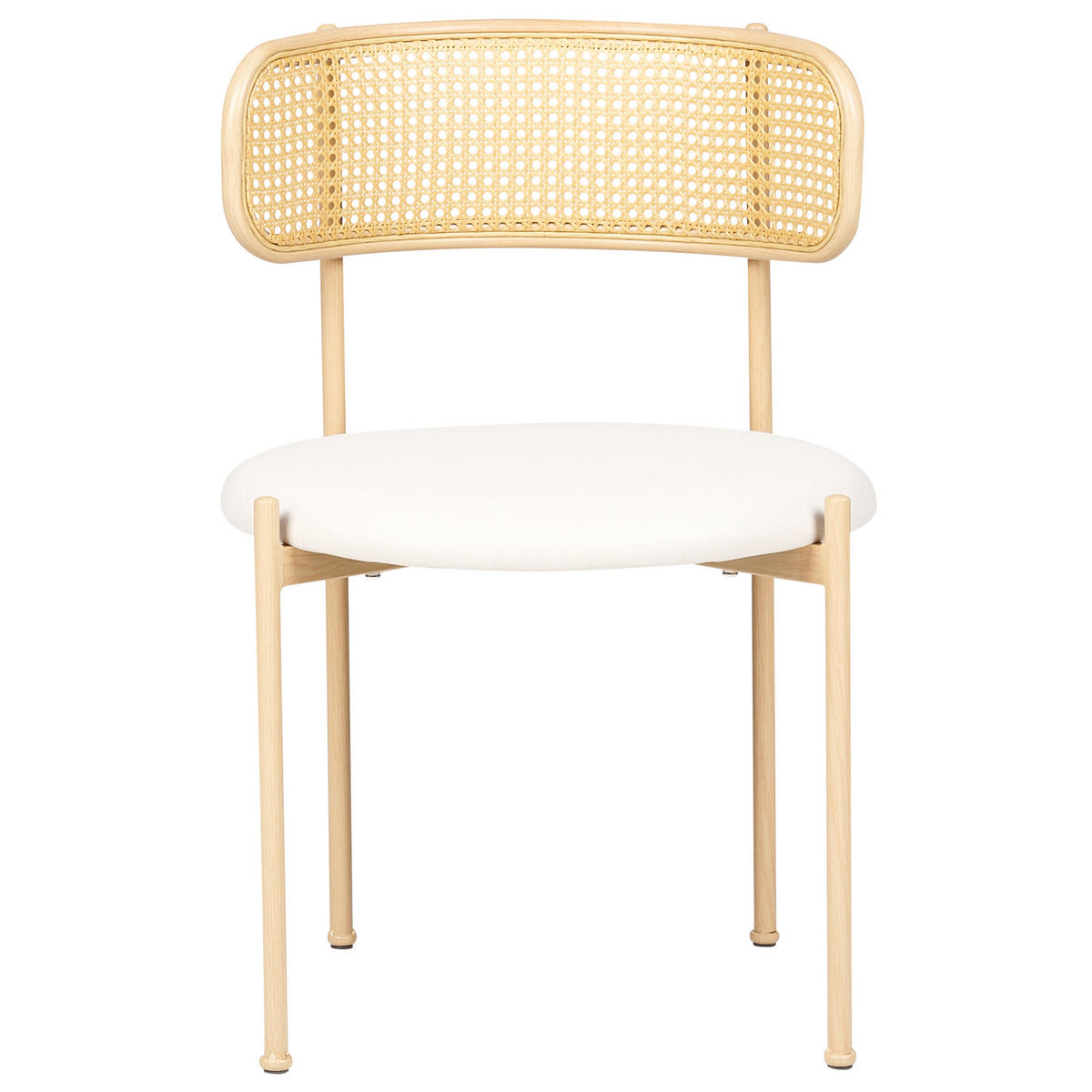 STUHL 2er-Set Metall heller Holzfarbton/creme Andover - Hellbraun/Beige, Metall (50/75/50cm) - Beliani