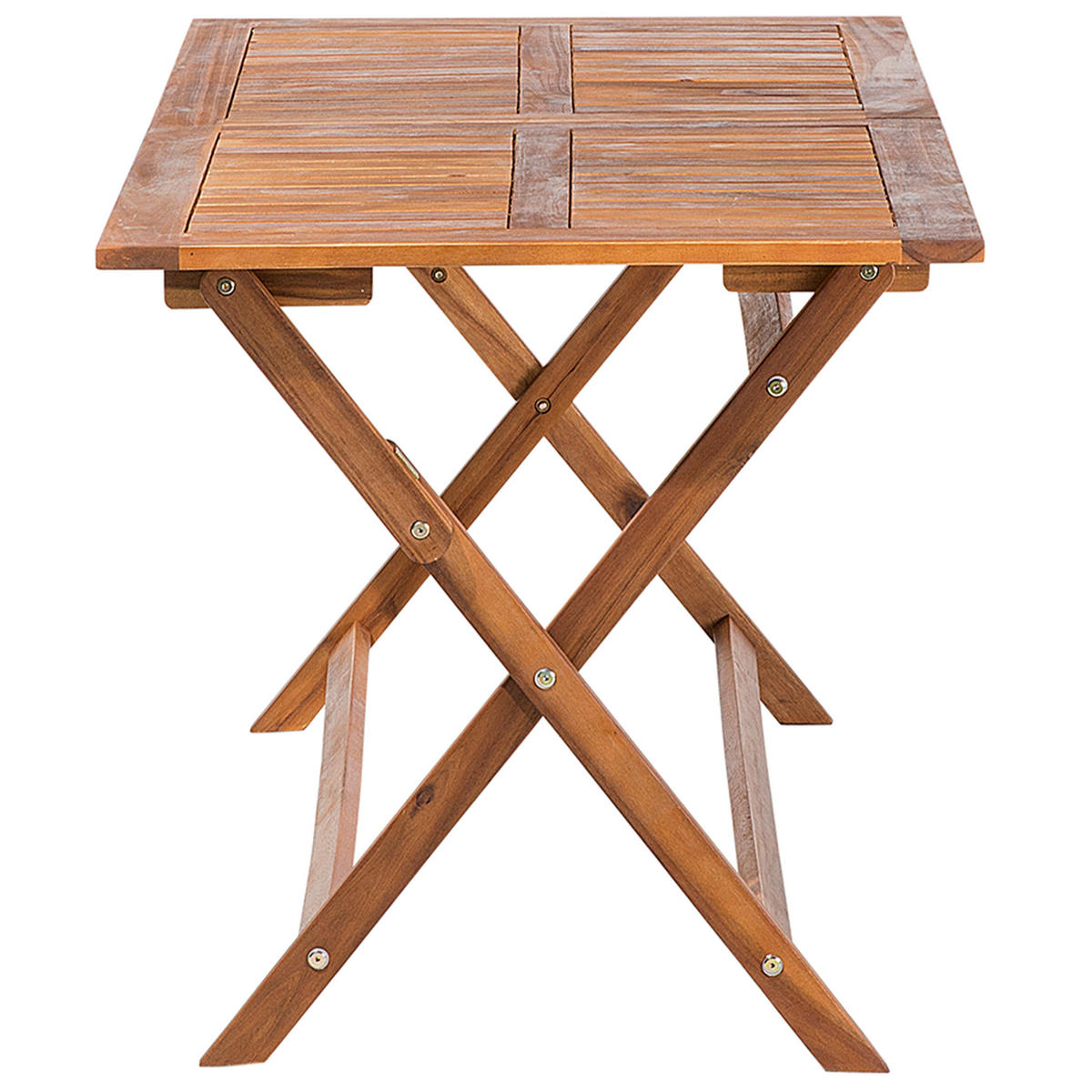 GARTENMÖBEL SET 6-Sitzer Akazienholz dunkelbraun Auflagen grau Cento - Dunkelbraun/Grau, Holz - Beliani
