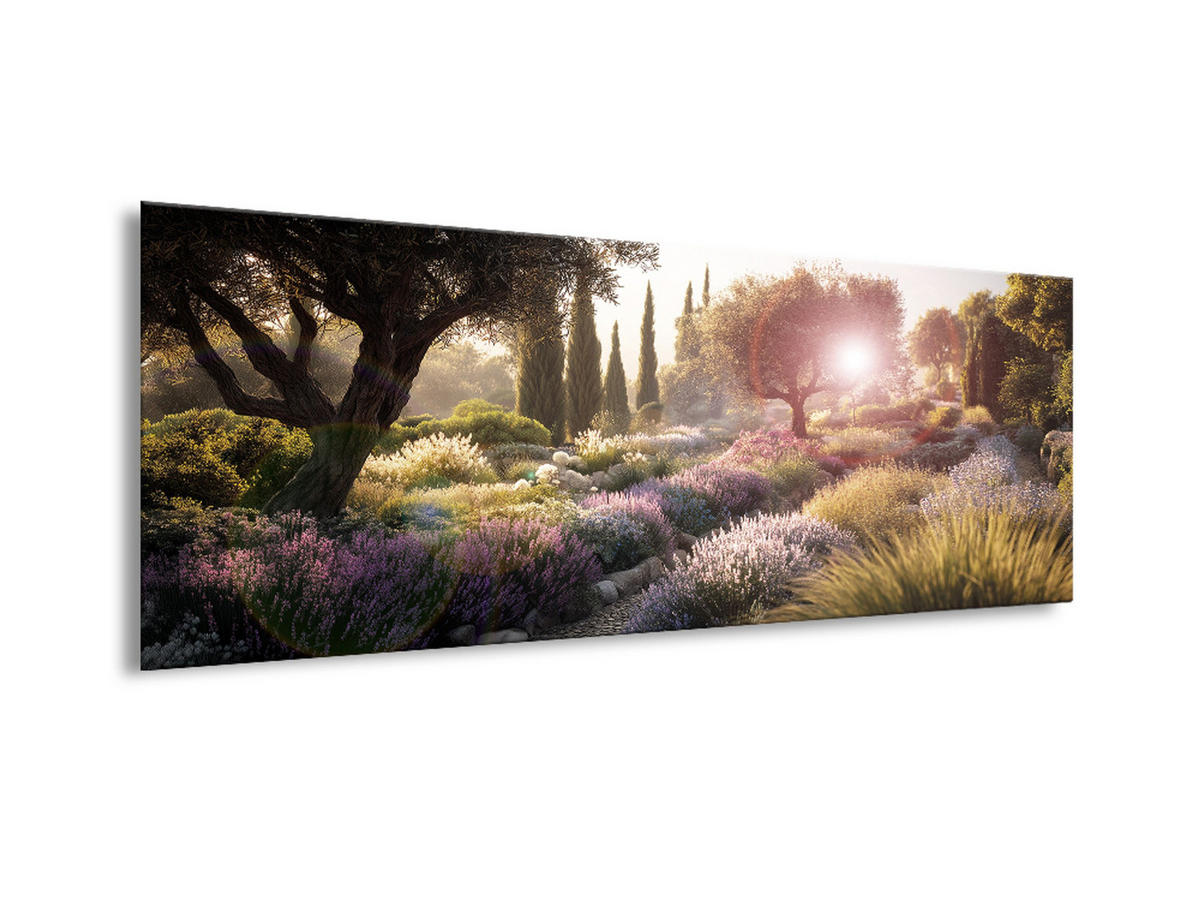 GLASBILD 80x30 cm Mediterrane Landschaft - Violett, Glas (80/30cm) - artissimo