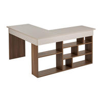 SCHREIBTISCH - 129 cm x 120 cm - Holz, Platte - Naturfarben Dunkel, Beige LILEUL - Beige/Naturfarben, Holz (120/129/72cm) - Vente-Unique