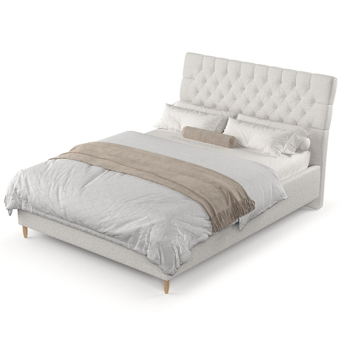 POLSTERBETT Lira 120/200 cm Hellbeige im Riva Stoff - Beige/Naturfarben, Holz/Holzwerkstoff (120/200cm) - AltaBeds