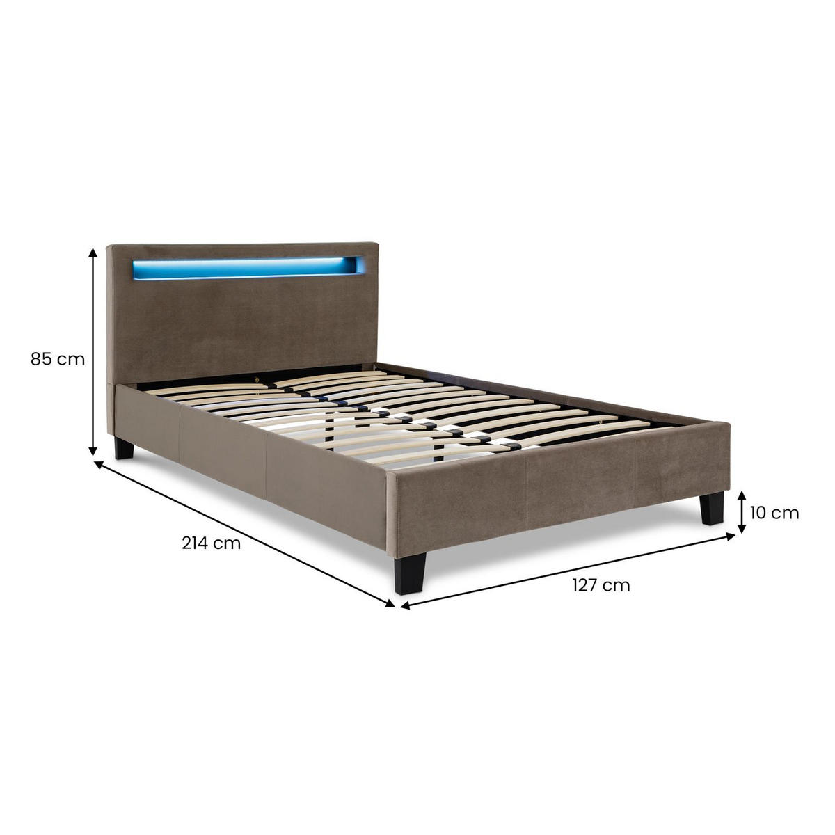 POLSTERBETT LASHIO 120x200 cm greige - Greige, Textil (120/200cm) - IDIMEX