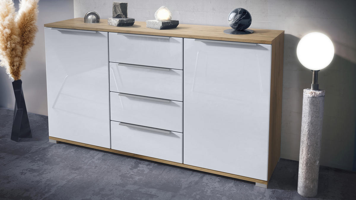 SIDEBOARD Linio Weiß Hochglanz - Weiß Hochglanz, Holzwerkstoff (138.5/75.5/35cm) - Vladon