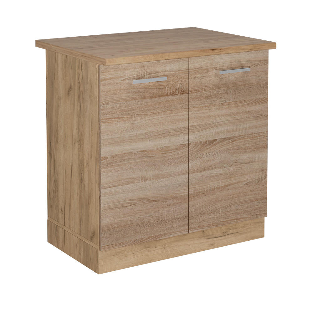 SPÜLENUNTERSCHRANK R-Line Sonoma 80 cm , AP Eiche - Honigeiche/Eiche Wotan, Holzwerkstoff (80/81.6/60cm) - Vicco