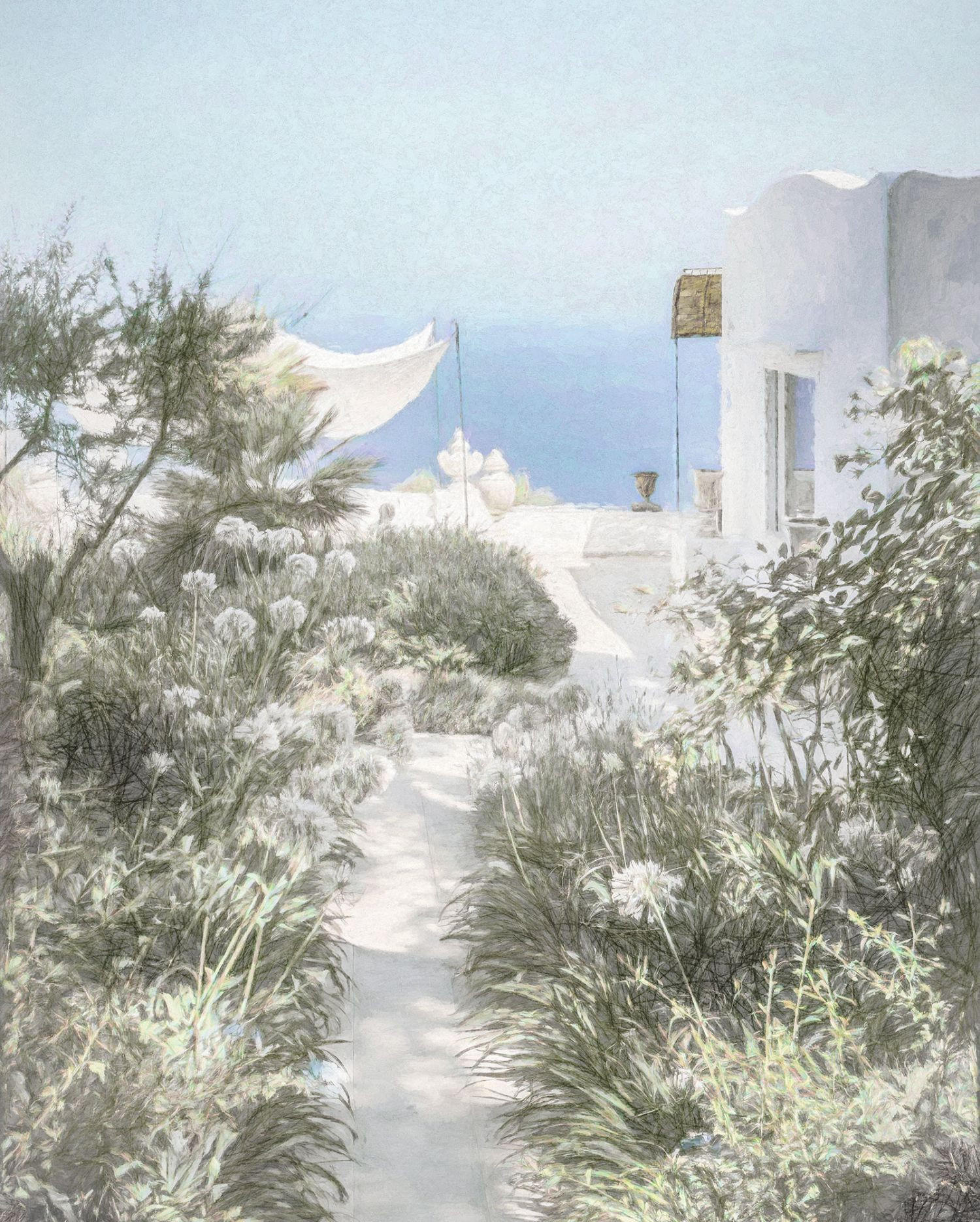 FOTOTAPETE Côte d’Azur 200 x 250 cm - Grau, Papier (200/250cm) - Sanders & Sanders