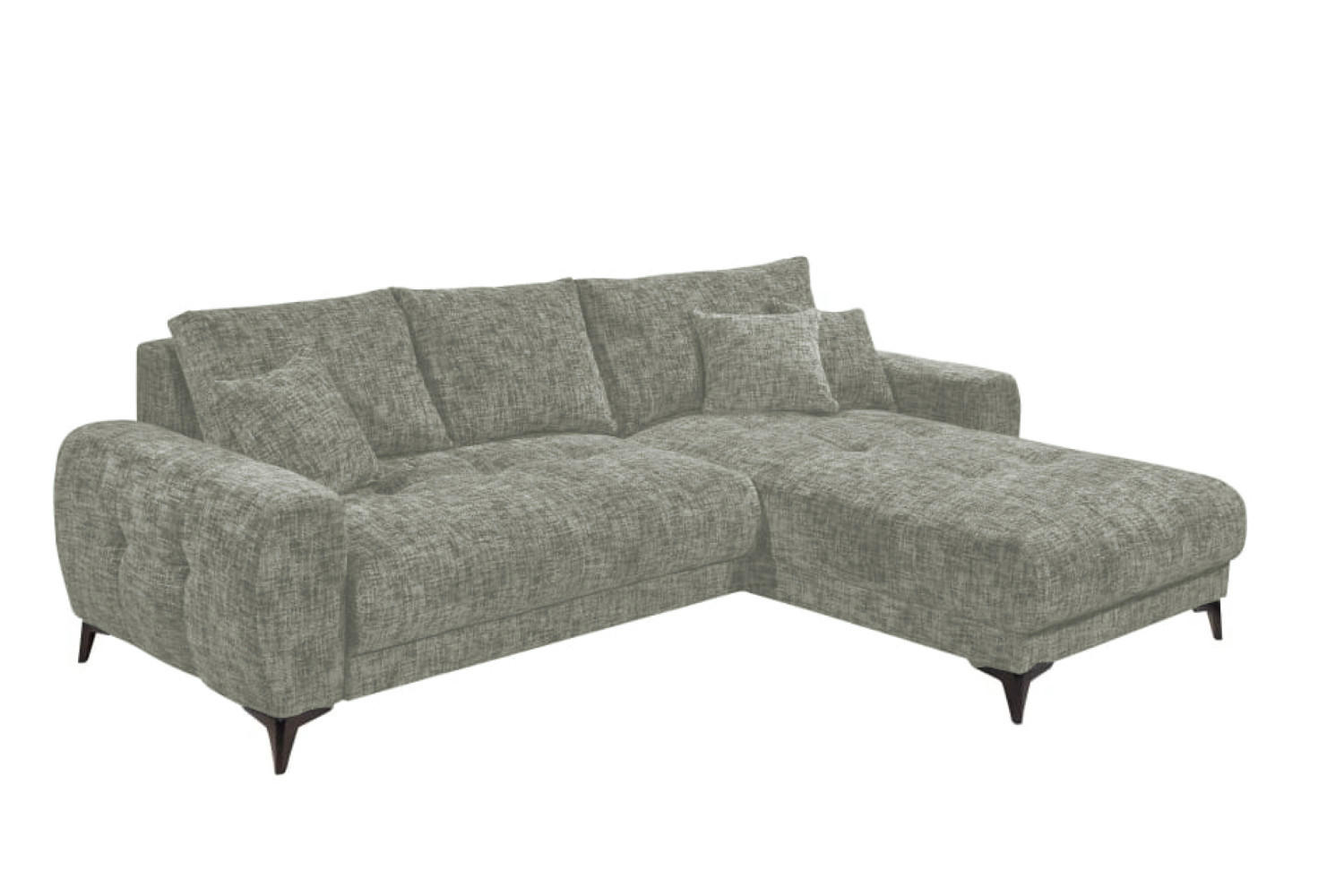 ECKSOFA beidseitig montierbar, Schlaffunktion mit Bettkasten - Schwarz/Grau, Textil/Metall (281/189cm) - ed exciting design