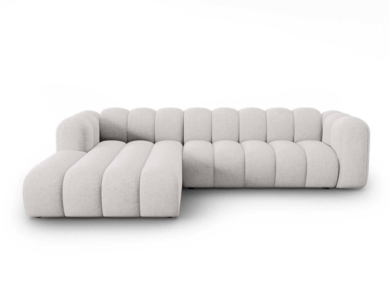 ECKSOFA modular links Lupine aus Chenille-Stoff hellgrau 4 Sitzplätze - Hellgrau, Textil (177/290cm) - Micadoni