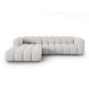 ECKSOFA modular links Lupine aus Chenille-Stoff hellgrau 4 Sitzplätze - Hellgrau, Textil (177/290cm) - Micadoni