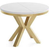 ESSTISCH Clara Gold runder ausziehbarer, Weiß 120-200/120/76 cm - Goldfarben/Weiß, Holzwerkstoff/Metall (120/120/76cm) - WFL GROUP