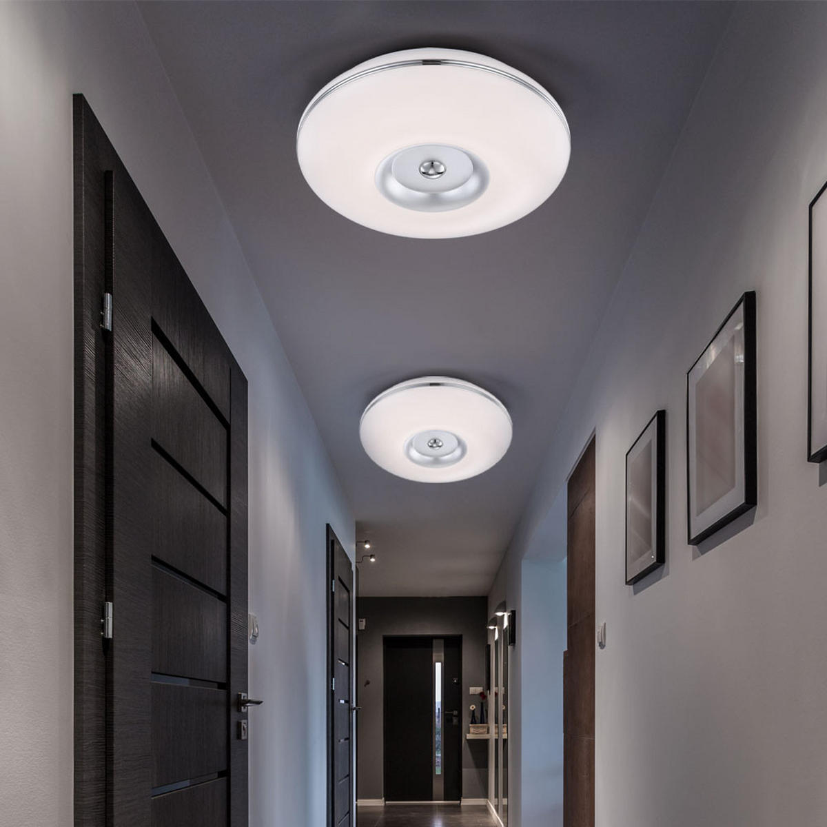 LED DECKENLEUCHTE BOMBA Aluminium Nickel-matt Weiß - Weiß, Metall (40/40/9.5cm) - Globo Lighting