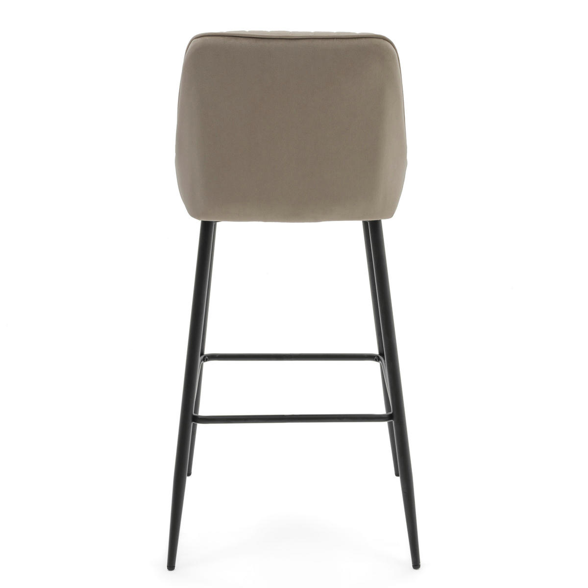 BARHOCKER VASTO gepolstert mit Steppung - dunkelbeige - Samt Velours - Beige/Schwarz, Metall (50/102/55cm) - NEW HOME