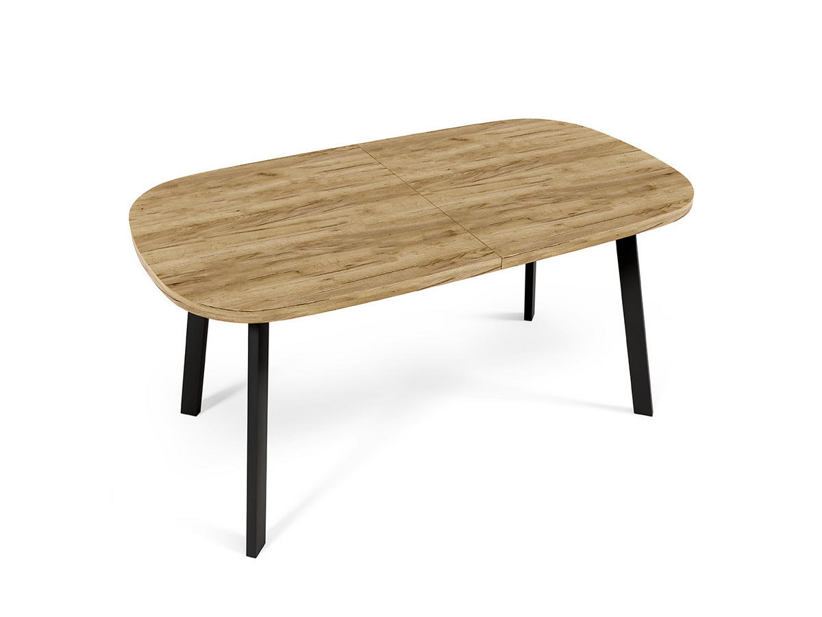 ESSTISCH Solo 140 Gold Craft Eiche / Schwarz 140/240 / 80 / 76cm - Eiche Bianco/Schwarz, Holz/Holzwerkstoff (80/140/76cm) - Feldmann-Wohnen