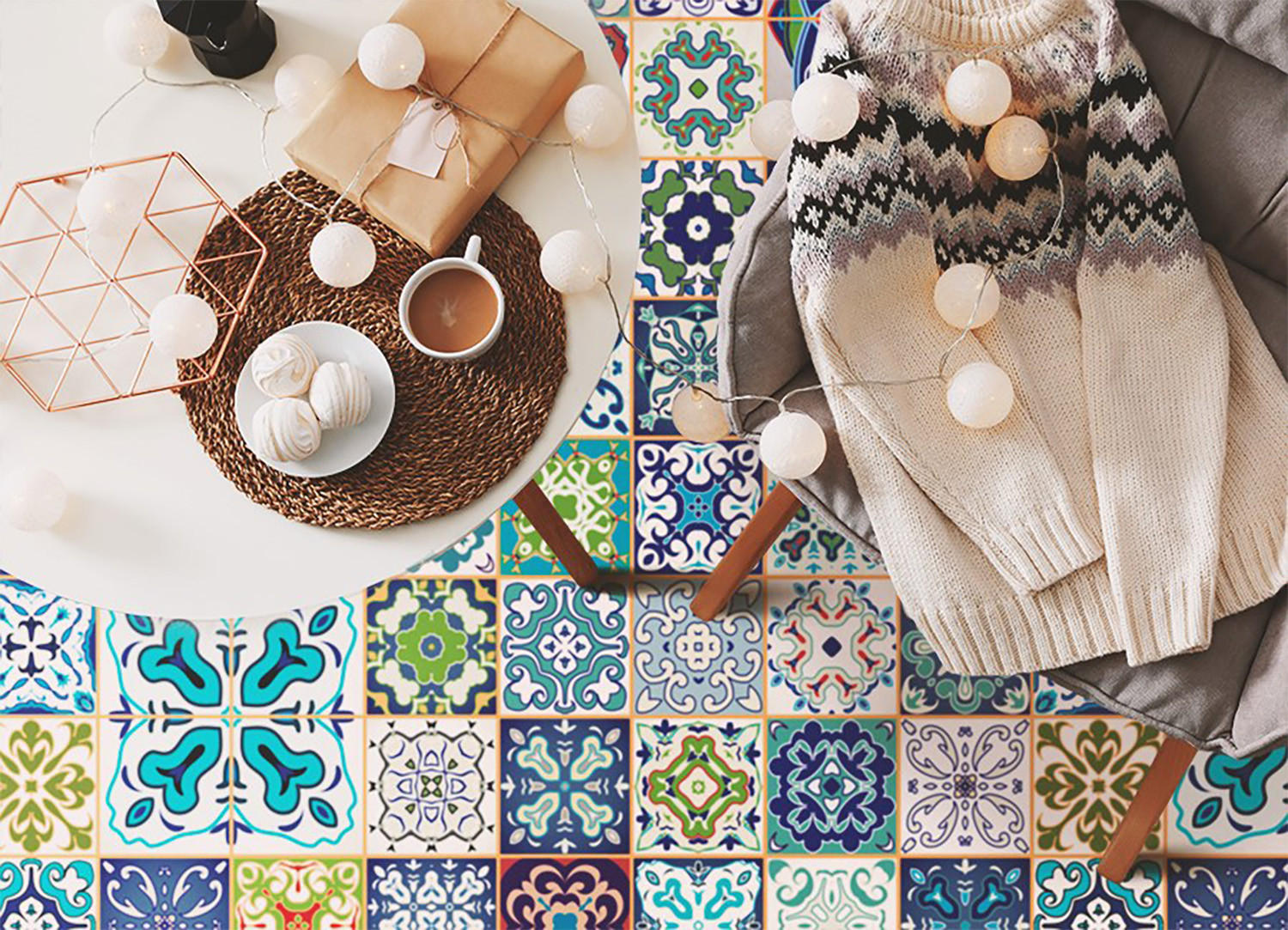 VINYL TEPPICH 120x180 cm Portugiesisches Muster - Multicolor, Kunststoff (120/180cm) - TULUP