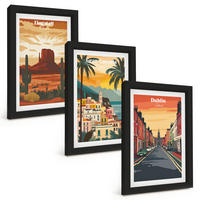 BILDER SET 3er Set - 20x30 cm Schwarzer Rahmen - Landschaften natürlicher Städte - Schwarz, Kunststoff (20/30cm) - TULUP