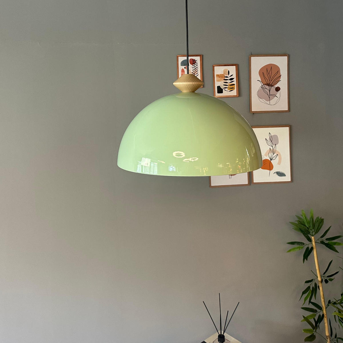 PENDELLEUCHTE QLinate - Mintgrün, Metall (40/40/23cm) - Bamyum