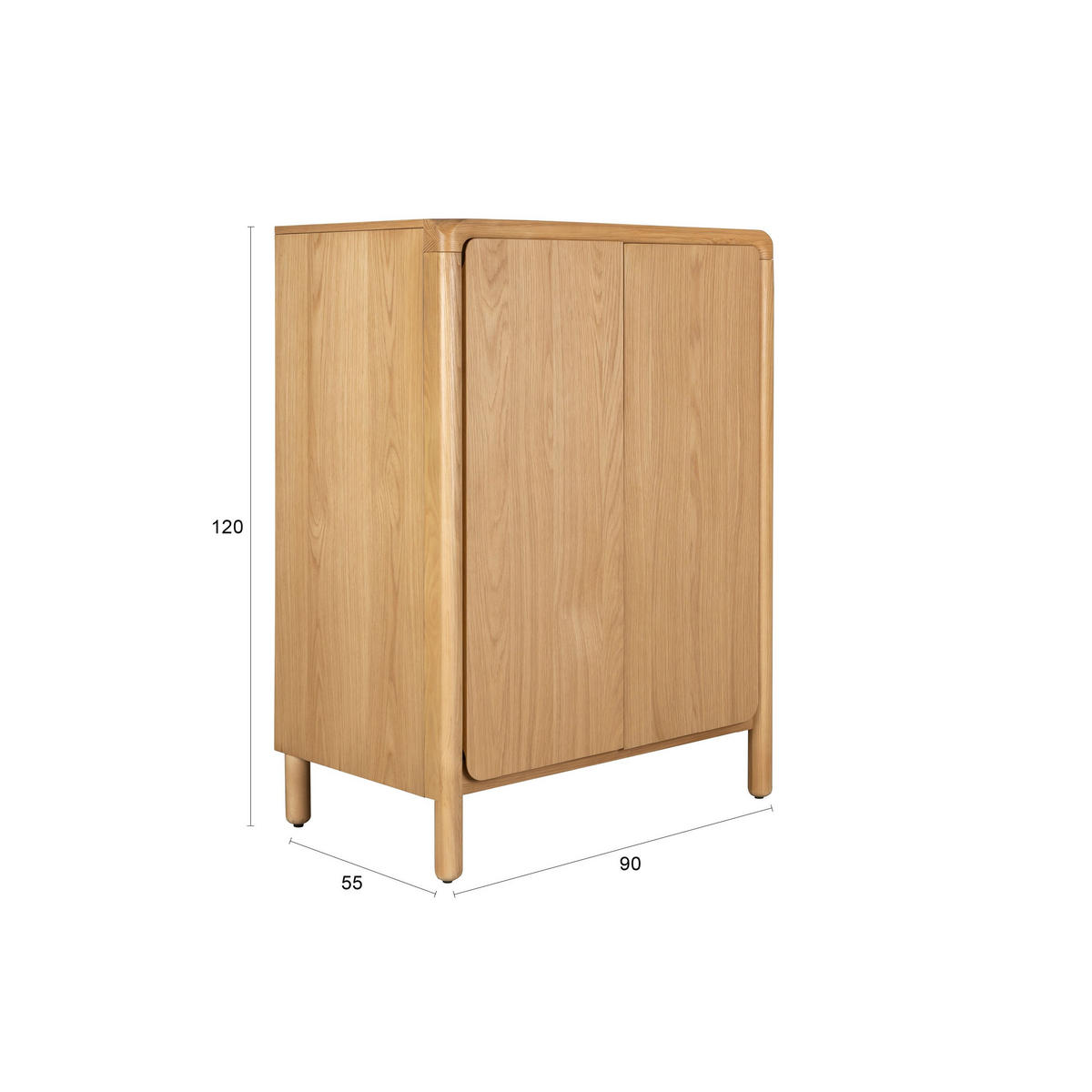 AUFBEWAHRUNGSSCHRANK Storm 2 Türen Natur - Naturfarben, Holzwerkstoff (90/120/55cm) - Zuiver
