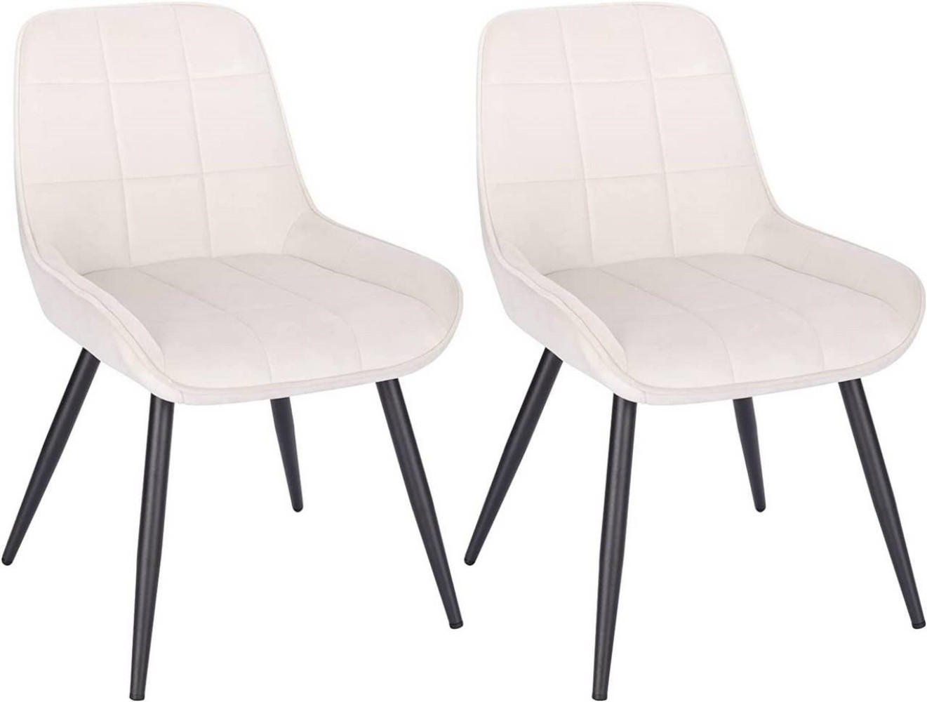 ESSZIMMERSTUHL 2er-Set, Polsterstuhl, Samt, Cremeweiß - Creme/Schwarz, Textil/Metall (52.5/81.5/62cm) - Woltu