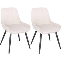 ESSZIMMERSTUHL 2er-Set, Polsterstuhl, Samt, Cremeweiß - Creme/Schwarz, Textil/Metall (52.5/81.5/62cm) - Woltu